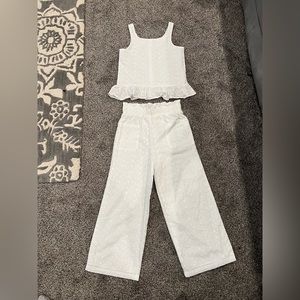 Size 8/10 matching tank top and high waist wide leg pants little girls